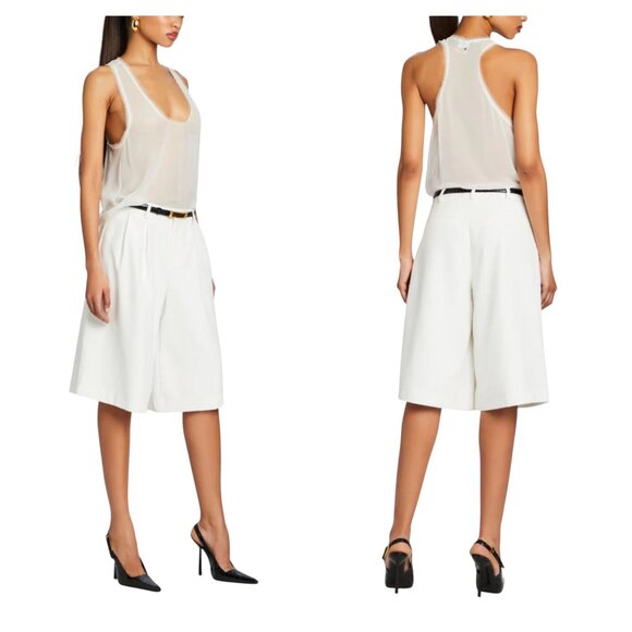 Retrofete Alyson Shorts White Women’s Size Small Bermuda Wide Leg Pleated $295 - Picture 1 of 7